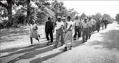 past Meredith March Against Fear 1966. Photo by Jim Lucas