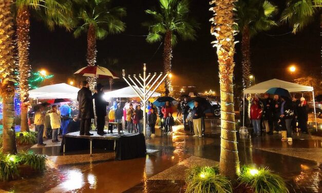 9 Foot Menorah Lights Up Beaufort for Chanukah