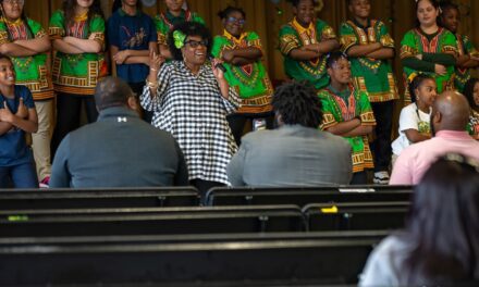 Gwen Yvette joins 100 Voices Choir at St. Helena Elementary